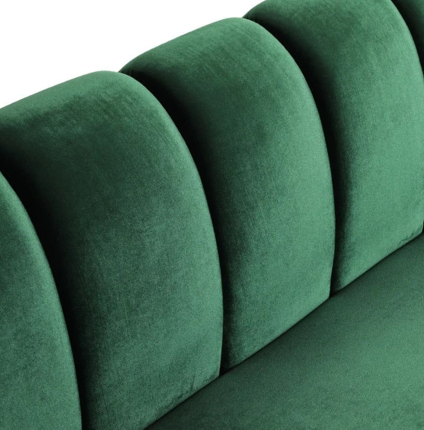 Green Chic Faux Velvet Sofa Couch - hausgem - tufted couch - united states - close up view cushions