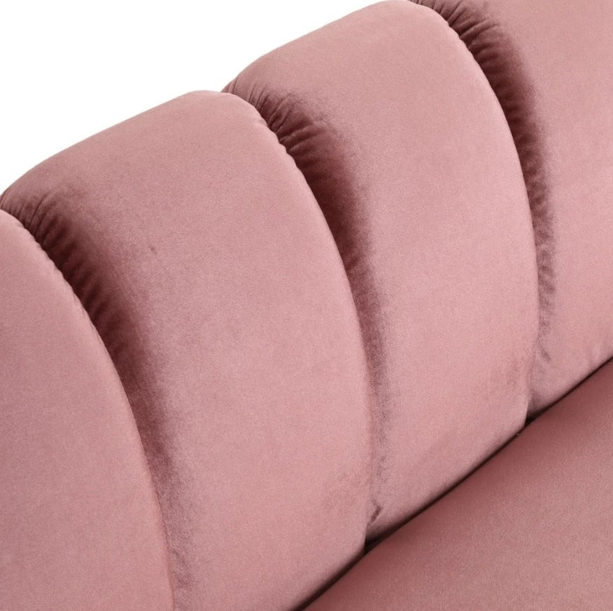 Pink Chic Faux Velvet Sofa Couch - hausgem - tufted couch - united states - close up view of cushions