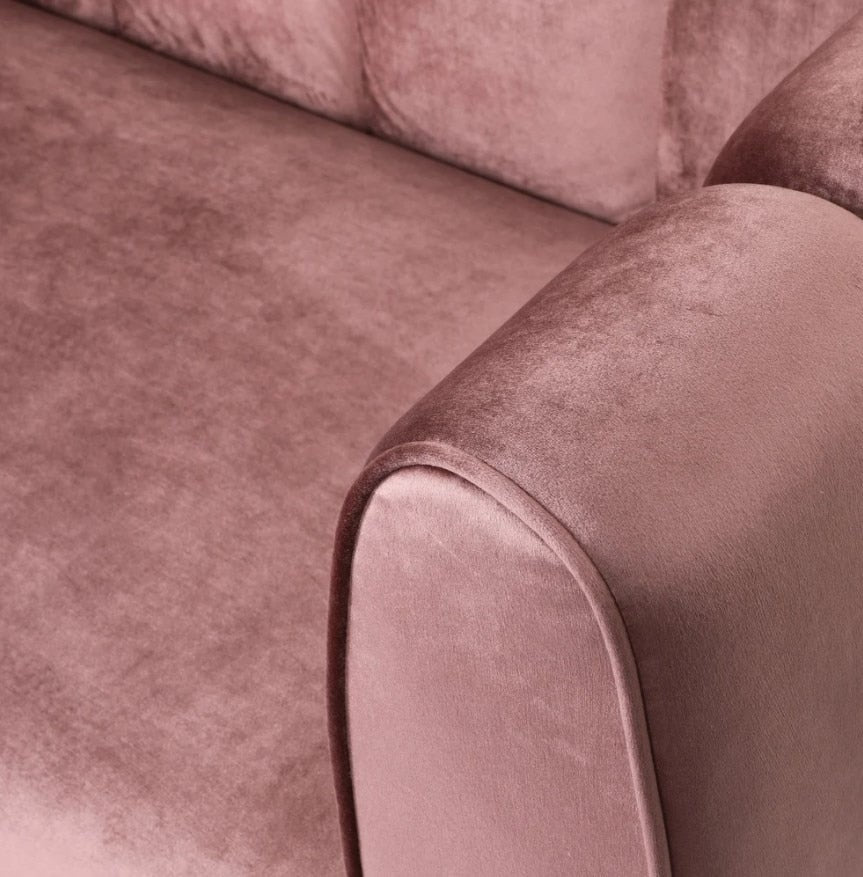 Pink Chic Faux Velvet Sofa Couch - hausgem - tufted couch - united states - close up view