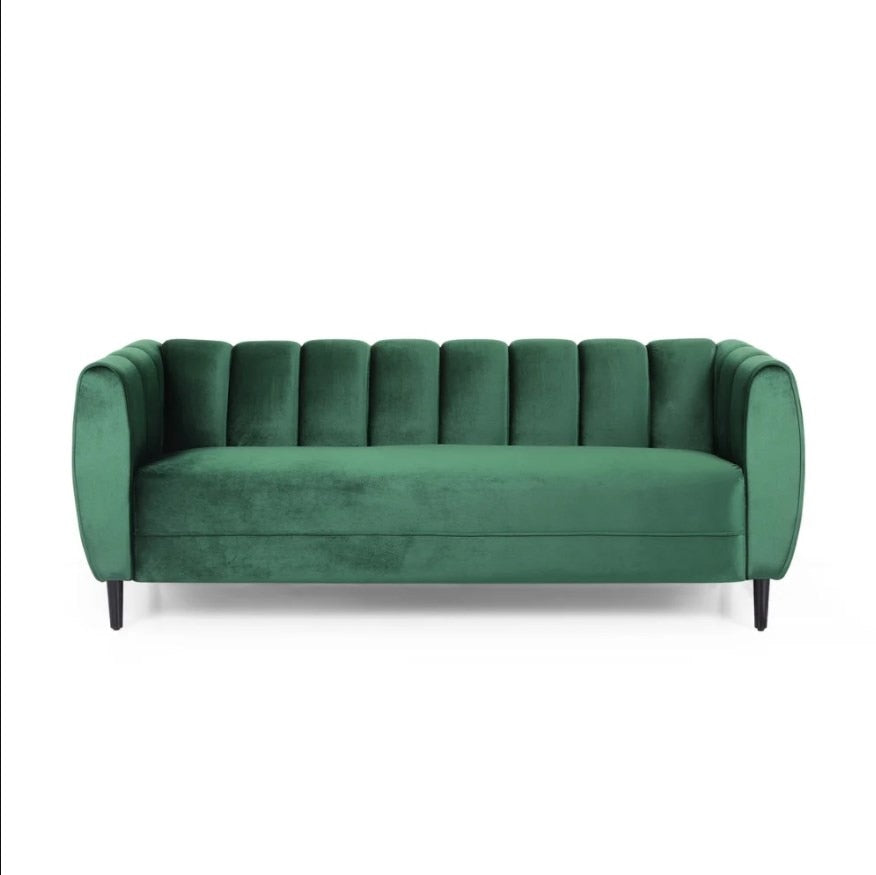 Green Chic Faux Velvet Sofa Couch - hausgem - tufted couch - united states - front view