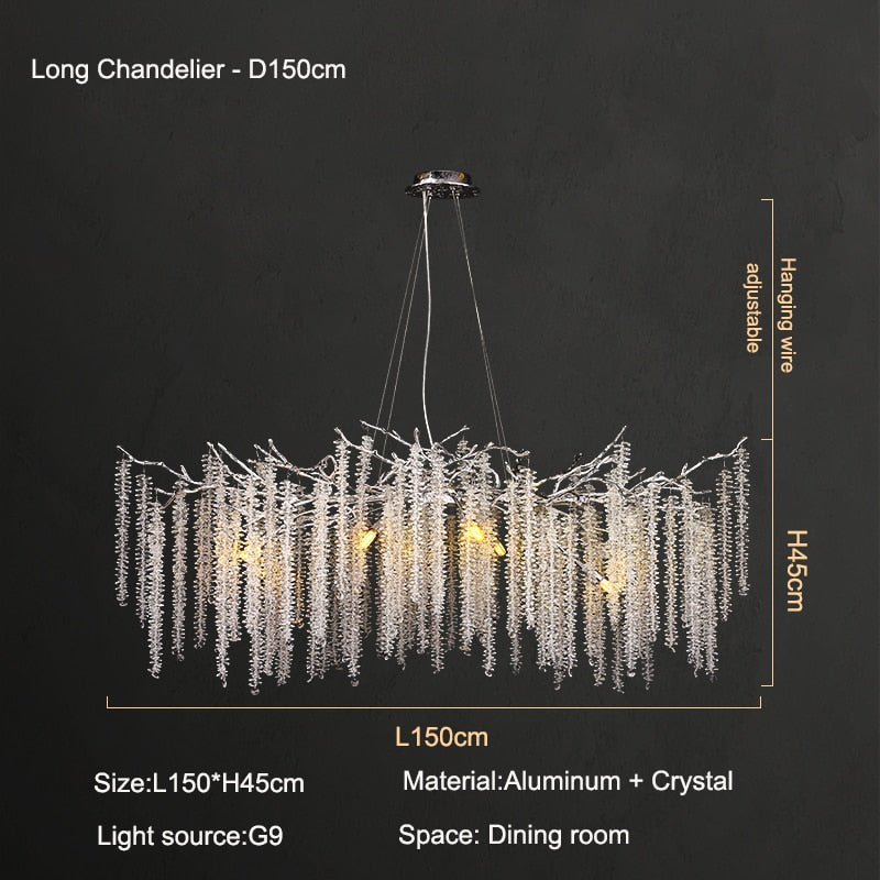 American Lustre LED Crystal Ceiling Chandeliers Living Dining Room Art Strip Branch Pendant Lamps Villa Hall Hanging Light Decor - hausgem