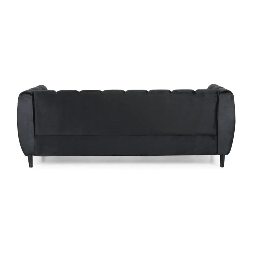 black Chic Faux Velvet Sofa Couch - hausgem - tufted couch - united states - back view