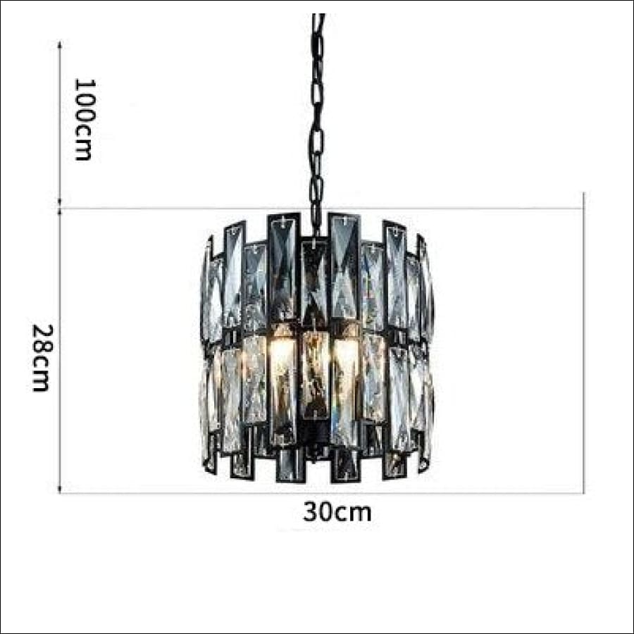 Black Gold Rimmed Crystal Chandelier - living room chandelier - hausgem - united states - 30cm width, 28cm height, with 100cm hanging chain / Warm light