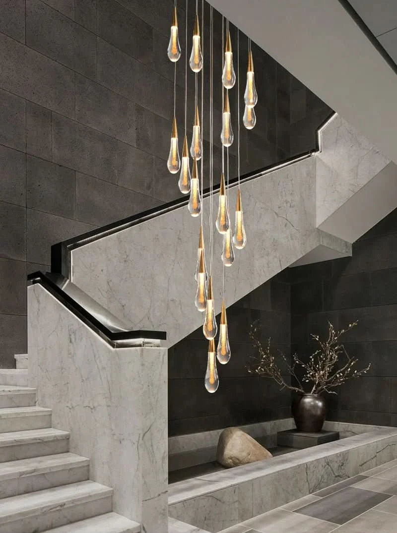 Chandelier - Golden Rain Drop Crystal Chandelier - hausgem
