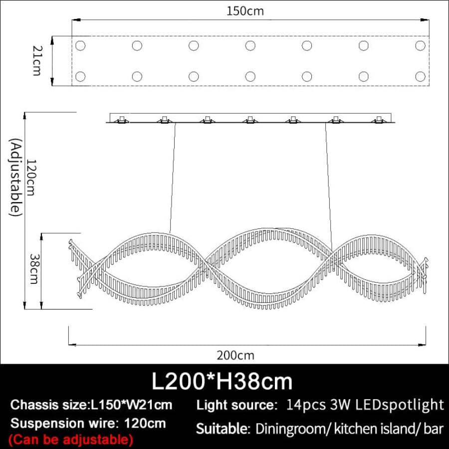 Wave Design Led Crystal Chandelier Creative Luxury For