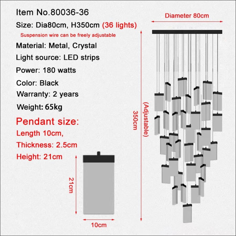 Texture Crystal Board Chandelier - grand chandelier - entry way chandelier - floating chandelier - hausgem - united states