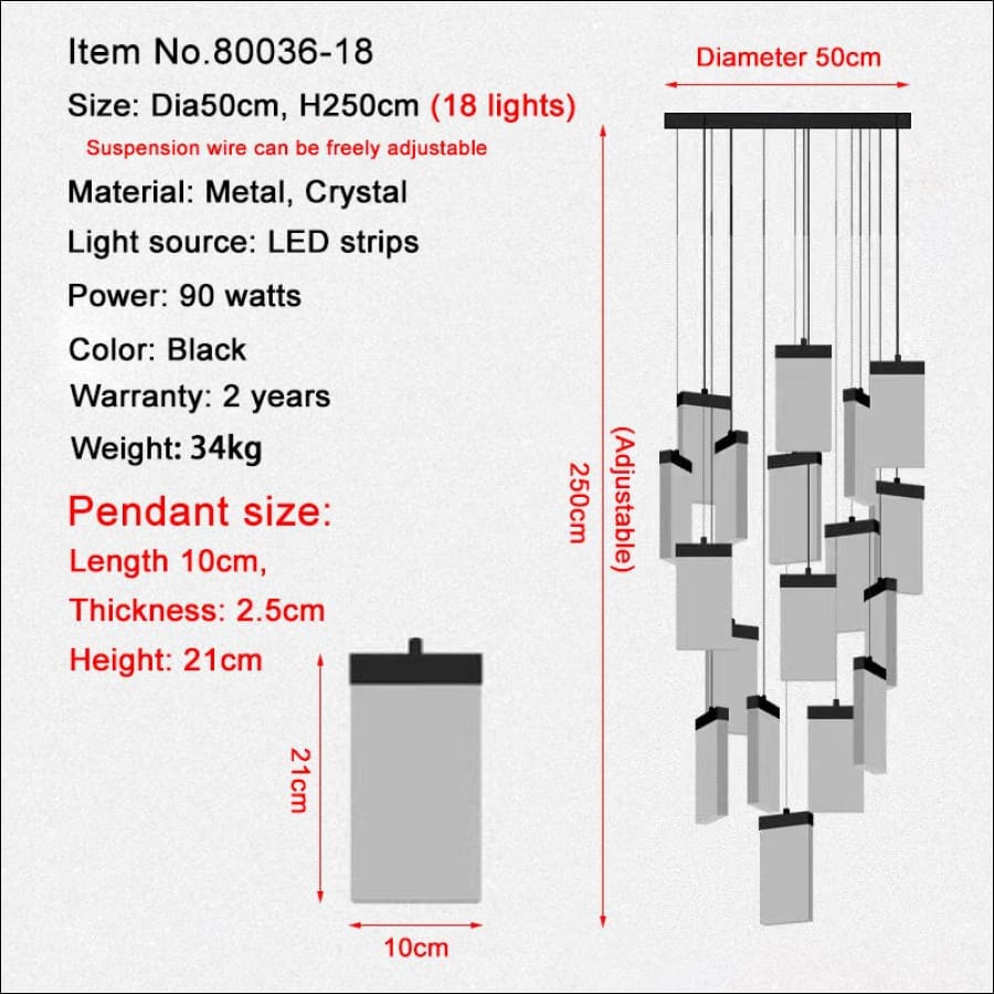 Texture Crystal Board Chandelier - grand chandelier - entry way chandelier - floating chandelier - hausgem - united states