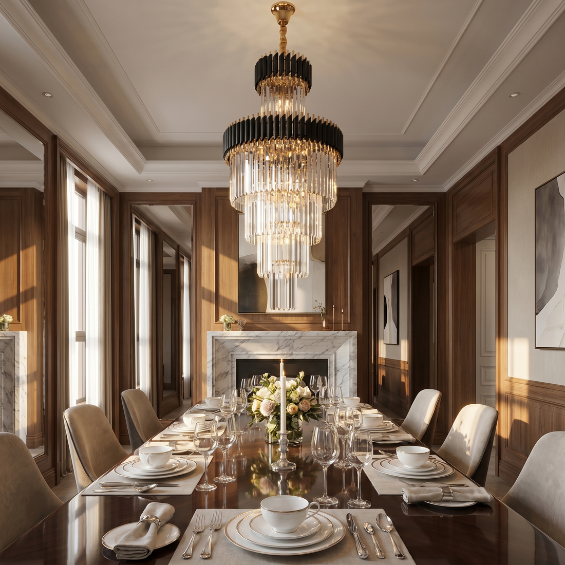Grand Prince – Crystal Chandelier (Golden Metal & Crown Design) lifestyle