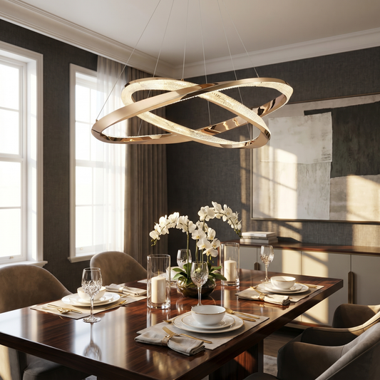 Aether – Infinity Gold LED Chandelier (Luxury Gold & Crystal) lifestyle