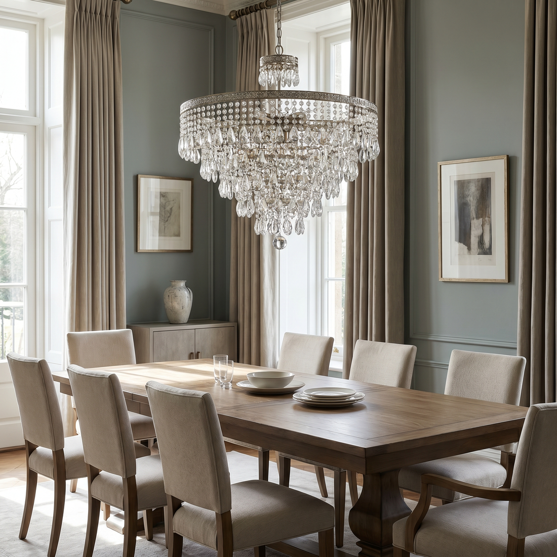 What Size Chandelier Do You Need? Dining, Foyer & Bedroom Sizing Guide (2026) — luxury chandelier interior