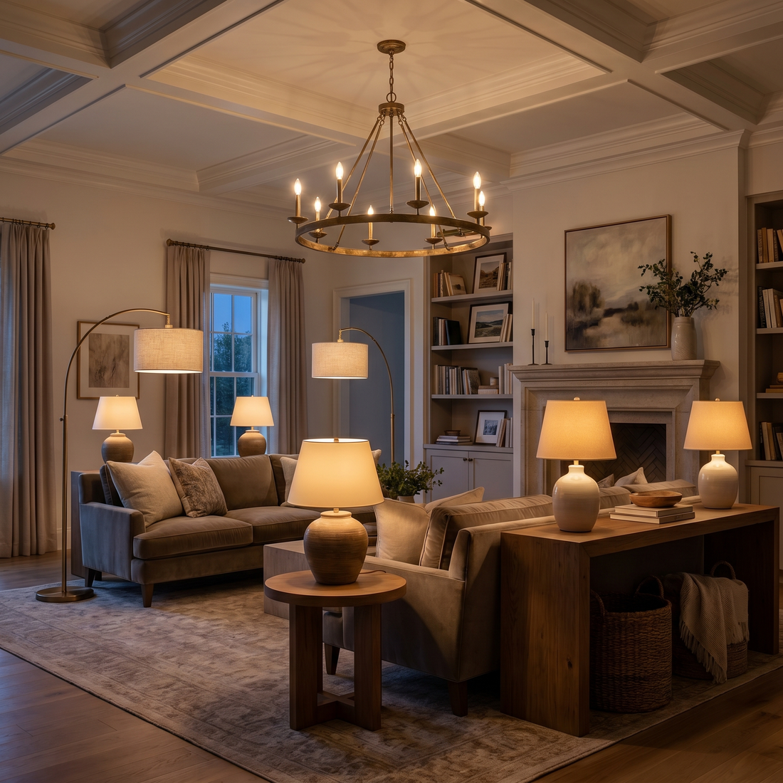 How to Light a Living Room: The Complete Guide to Layered, Cozy Spaces (2026) — luxury chandelier interior