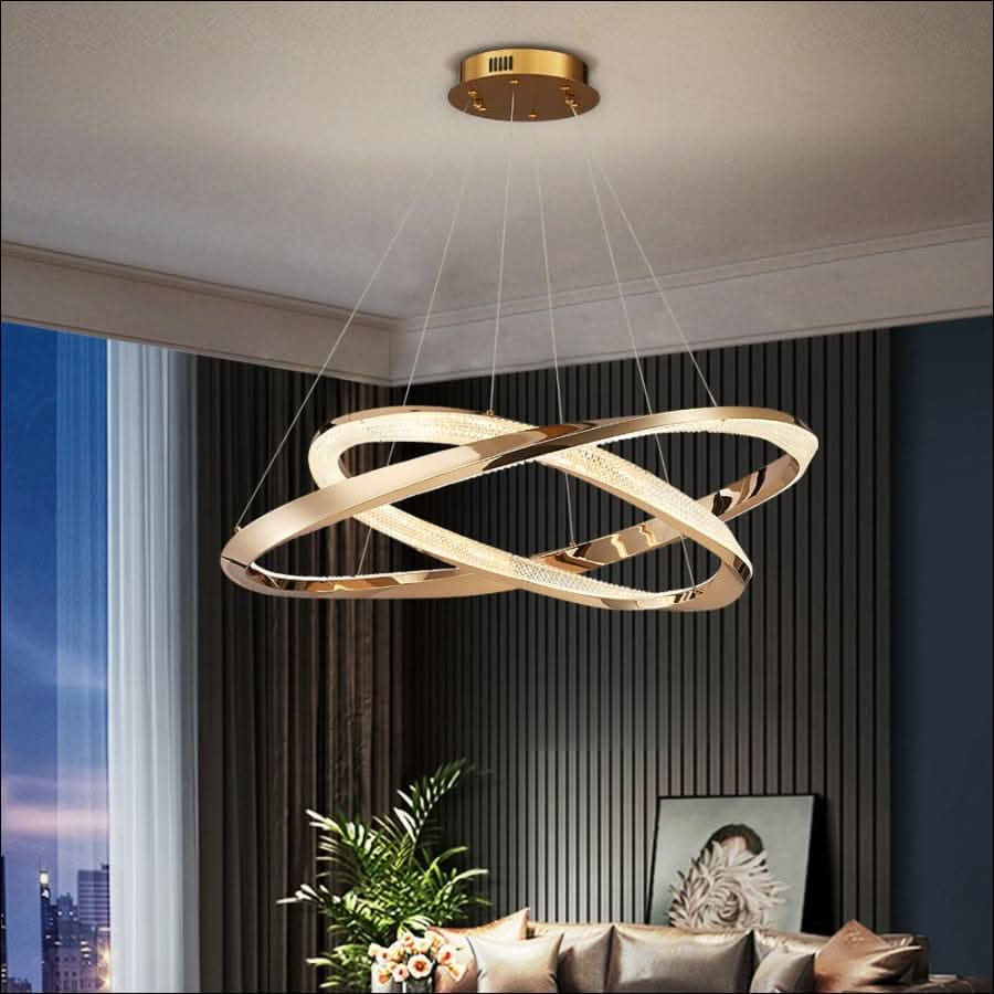 Aether – Infinity Gold LED Chandelier (Luxury Gold & Crystal)