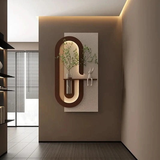 Wall Light - Arch - LED Wall Lamp – Modern Vertical Arch Design with Shelf & Green Plant Vase –Decorative Ambient - hausgem