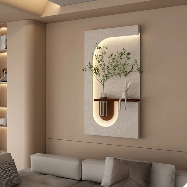 Vendura Lux - Hanging Painting LED Wall Light – Modern Green Plant Mural for Home Décor