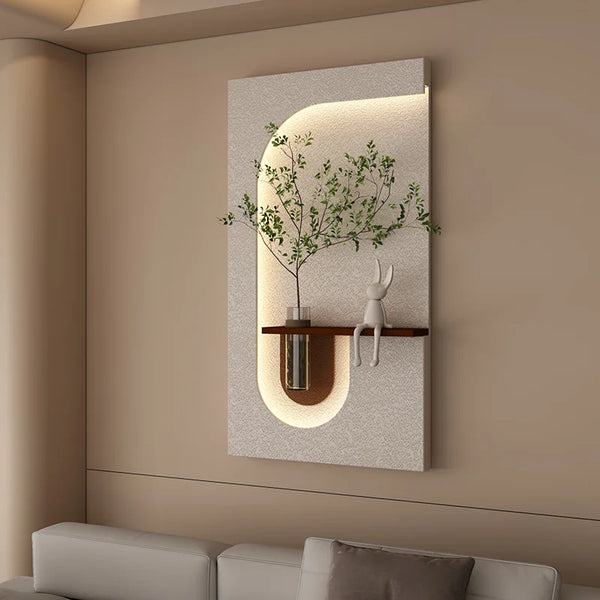Vendura Lux - Hanging Painting LED Wall Light – Modern Green Plant Mural for Home Décor