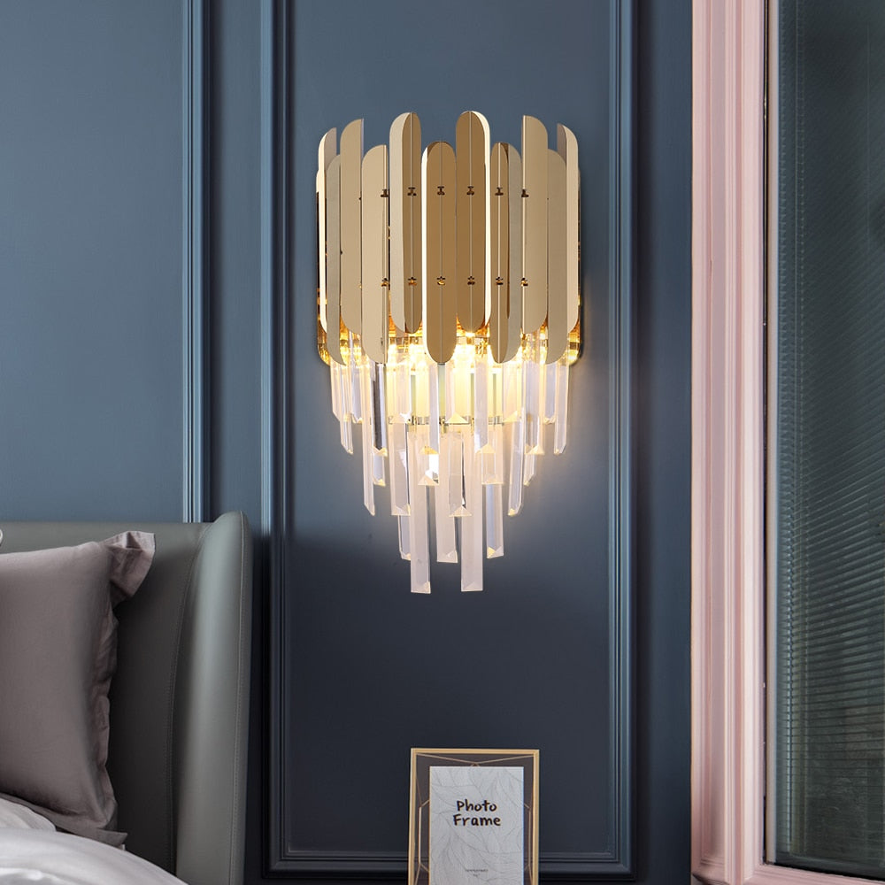 Plated Squire Crystal Wall Sconce - hausgem