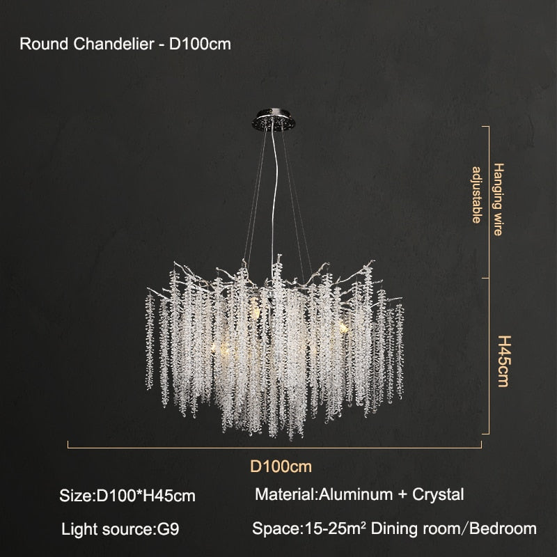 American Lustre LED Crystal Ceiling Chandeliers Living Dining Room Art Strip Branch Pendant Lamps Villa Hall Hanging Light Decor - hausgem
