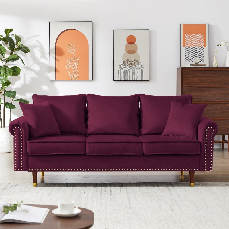 Burgundy Velvet Sofa Couch sofa - hausgem - united states