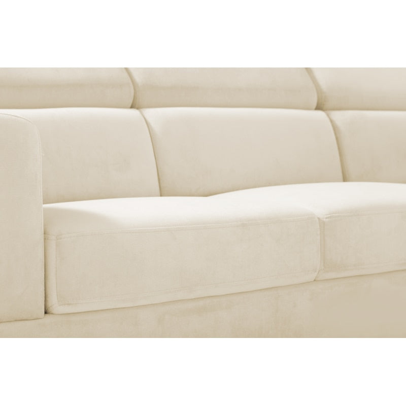 Classic Cream Velvet Upholstered L Shaped Sectional Sofa Couch - hausgem - united states - close up view