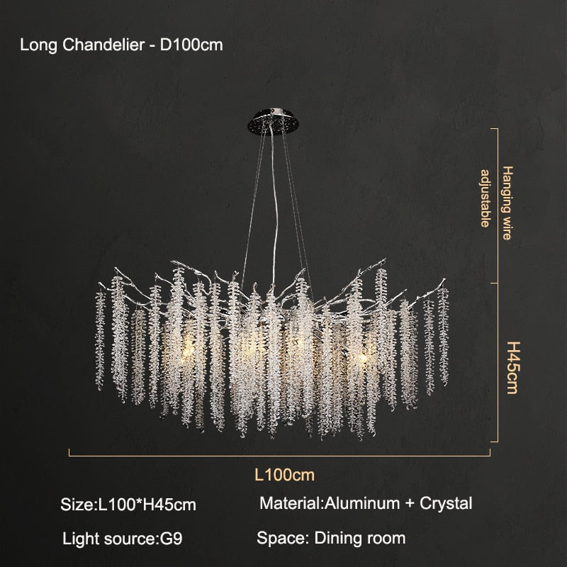 American Lustre LED Crystal Ceiling Chandeliers Living Dining Room Art Strip Branch Pendant Lamps Villa Hall Hanging Light Decor - hausgem