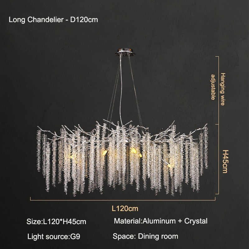 American Lustre LED Crystal Ceiling Chandeliers Living Dining Room Art Strip Branch Pendant Lamps Villa Hall Hanging Light Decor - hausgem