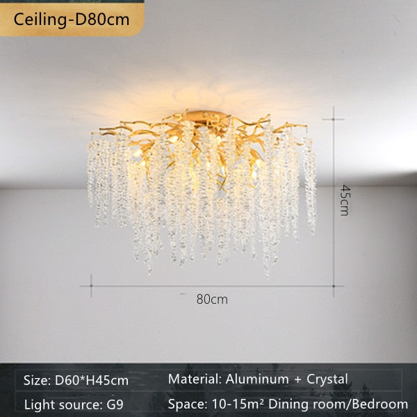 American Lustre LED Crystal Ceiling Chandeliers Living Dining Room Art Strip Branch Pendant Lamps Villa Hall Hanging Light Decor - hausgem