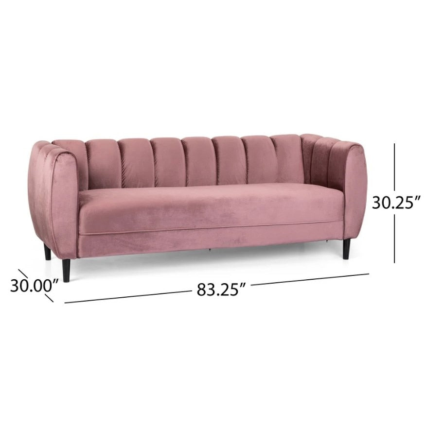 Pink Chic Faux Velvet Sofa Couch - hausgem - tufted couch - united states - with measurement in inches