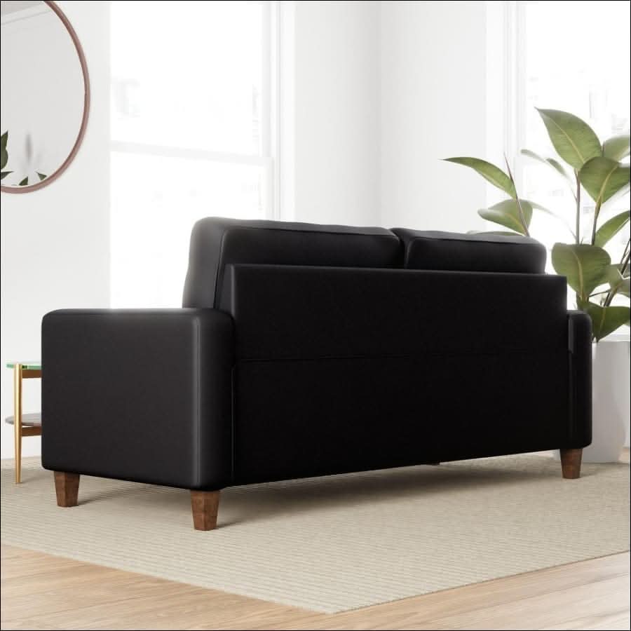 sofa - Black Fabric or Faux Leather Sofa - hausgem