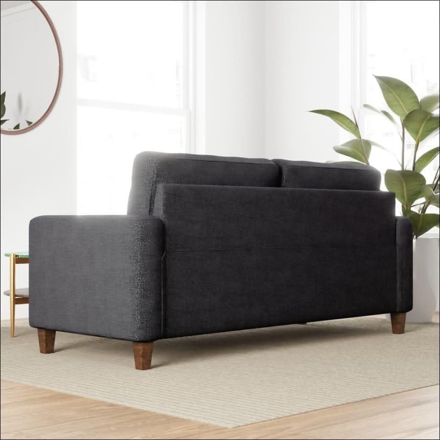 sofa - Black Fabric or Faux Leather Sofa - hausgem