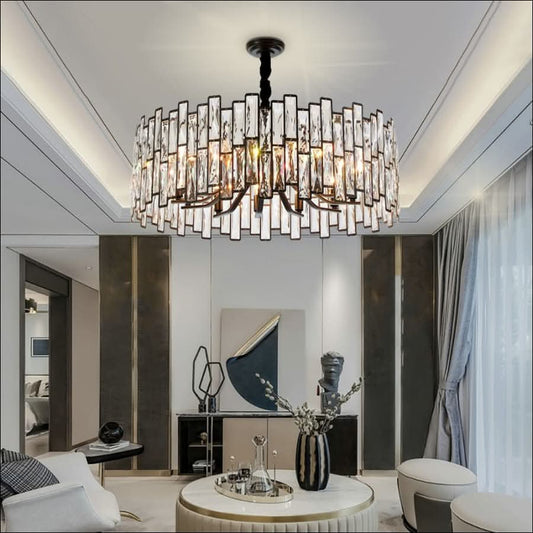 Chandelier - Black, Gold Rimmed, Crystal Chandelier - hausgem