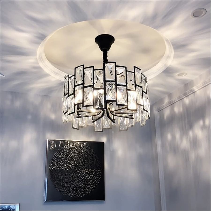 Chandelier - Black, Gold Rimmed, Crystal Chandelier - hausgem