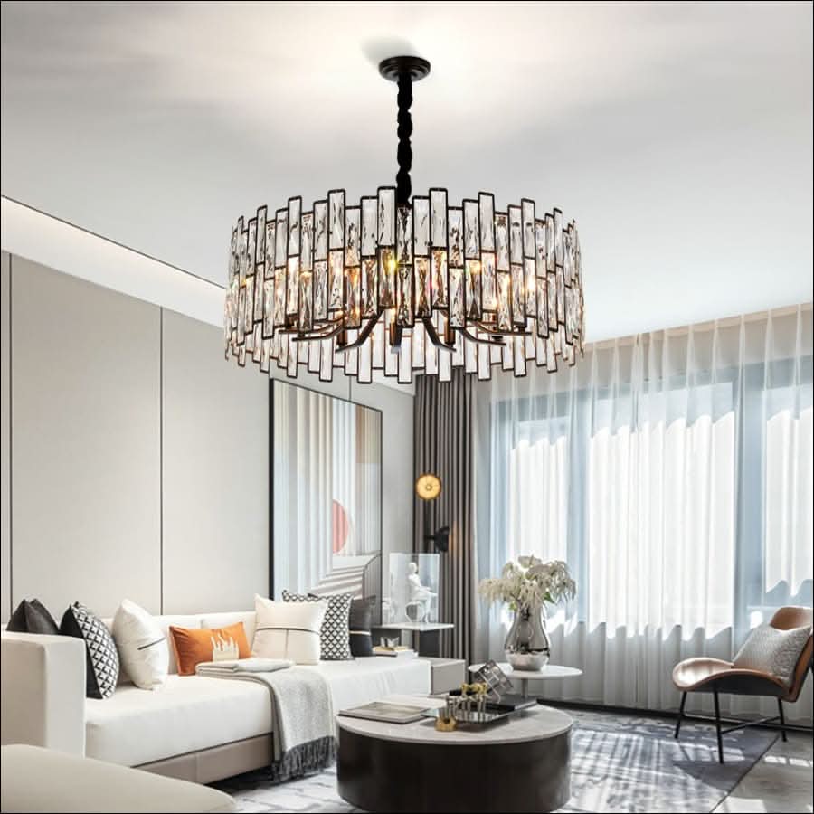 Chandelier - Black, Gold Rimmed, Crystal Chandelier - hausgem