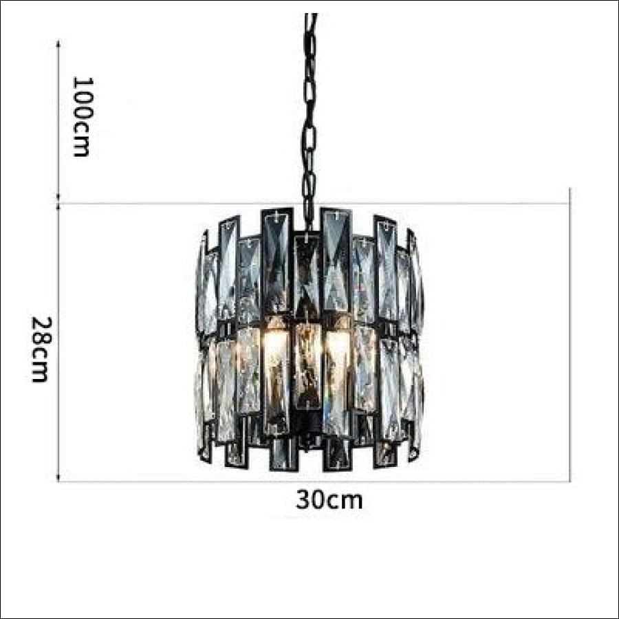 Black Gold Rimmed Crystal Chandelier - living room chandelier - hausgem - united states - 30cm width, 28cm height, with 100cm hanging chain / Warm light 