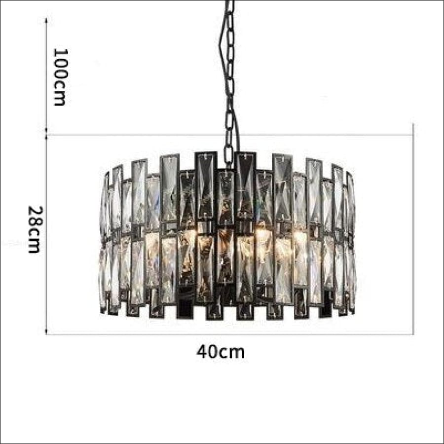 Black Gold Rimmed Crystal Chandelier - living room chandelier - hausgem - united states - 40cm width, 28cm height, with 100cm hanging chain / Warm light