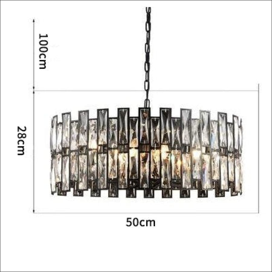 Black Gold Rimmed Crystal Chandelier - living room Chandelier - hausgem - united states- 50cm width, 28cm height with 100cm hanging chain/ Warm light