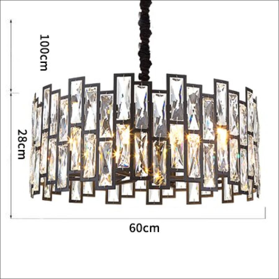 Black Gold Rimmed Crystal Chandelier - living room chandelier - hausgem - united states - 60cm width, 28cm height, with 100cm hanging chain / Warm