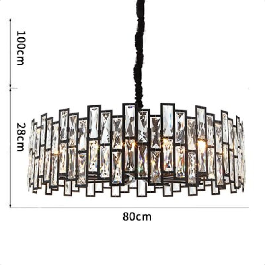 Black Gold Rimmed Crystal Chandelier - living room chandelier - hausgem - united states - 80cm width, 28 height, with 100cm hanging chain/ Warm light