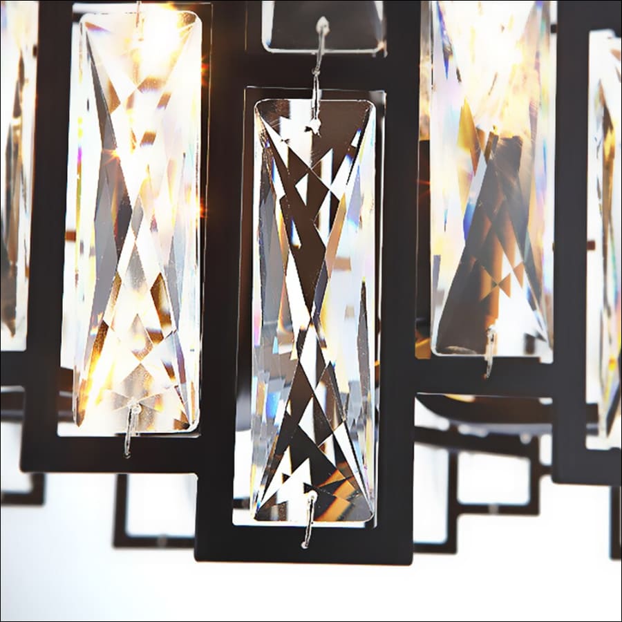 Black Gold Rimmed Crystal Chandelier - living room Chandelier - hausgem - united states - close up view of black rim
