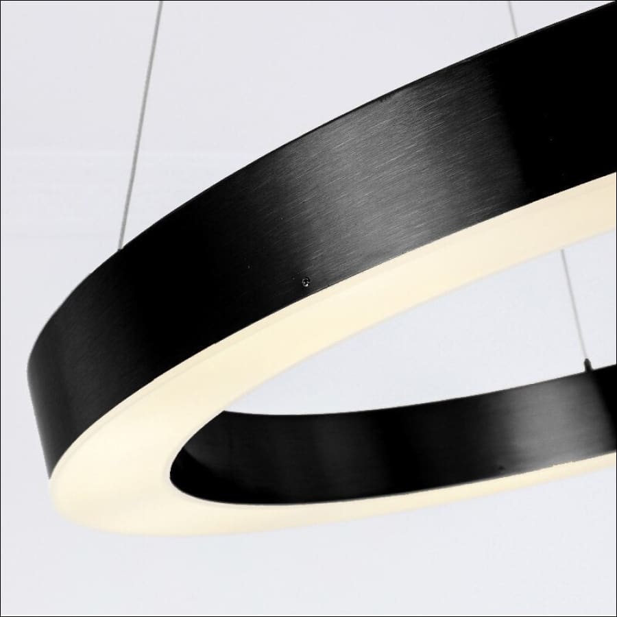 Black outlined LED Stainless Steel Ring Shaped Ceiling Chandelier - hausgem - united states - 120 cm height, adjustable, 22W LED Strips, 40 cm width - united states - close up