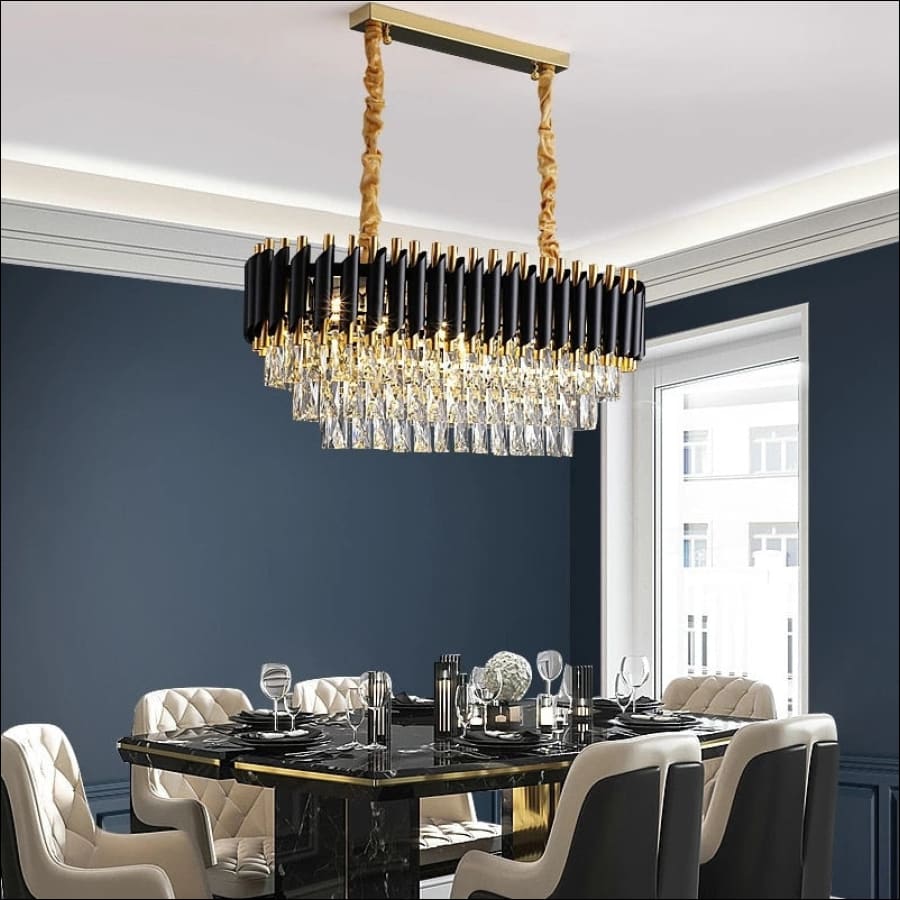 Black or Gold Clear or Smokey Grey Crystal Oval Chandelier - hausgem - dining room chandelier - united states