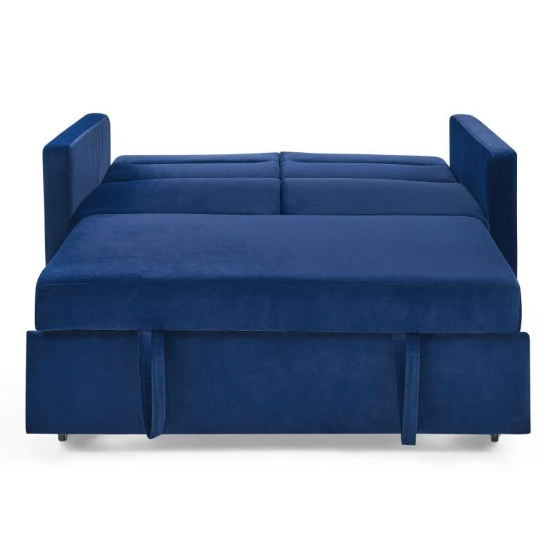 sofa - Blue Chenille Pull - out Sofa Bed Couch - hausgem
