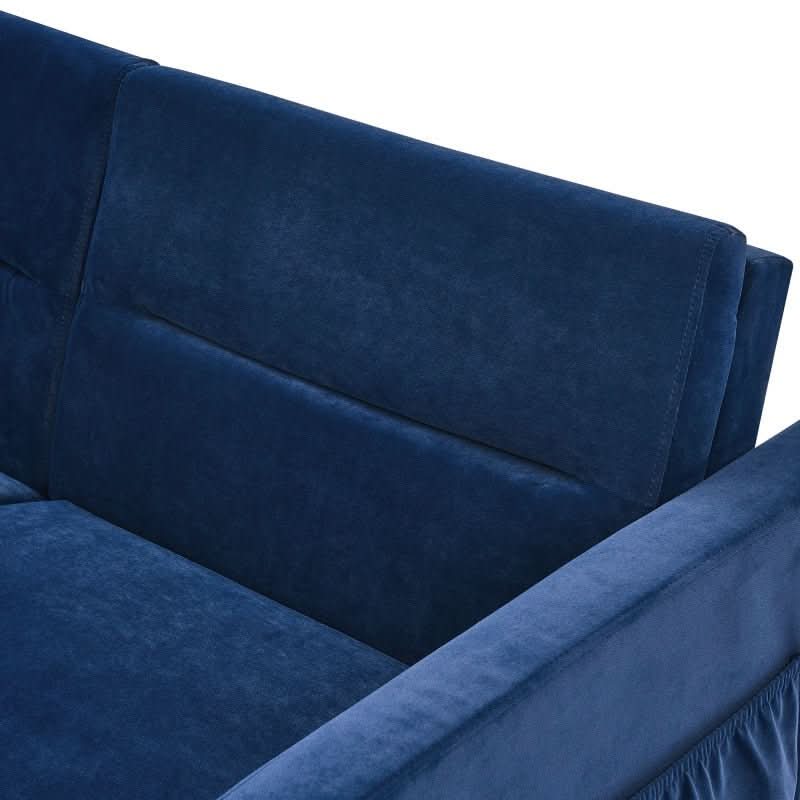 sofa - Blue Chenille Pull - out Sofa Bed Couch - hausgem