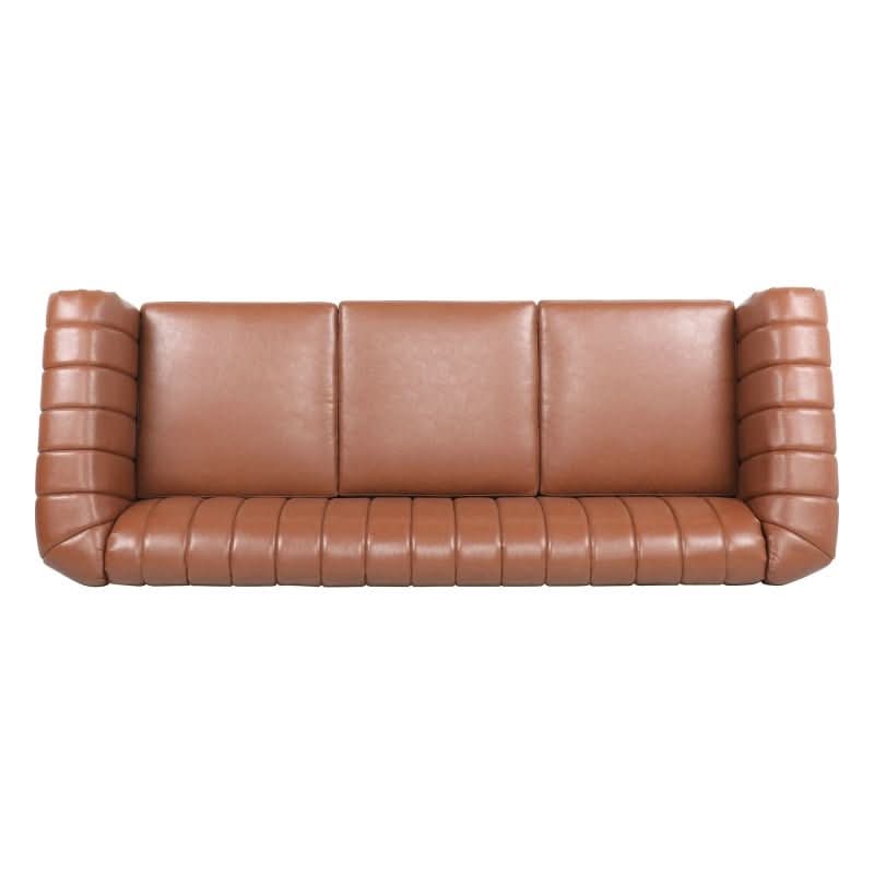 sofa - Brown Faux Leather scrolled Arm Chesterfield Three Seater Sofa Couch - hausgem