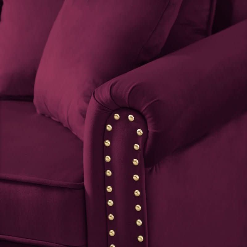 sofa - Burgundy Velvet Sofa Couch - hausgem