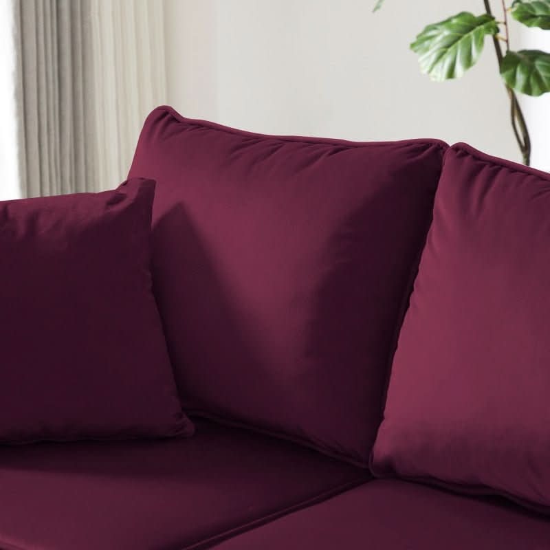 sofa - Burgundy Velvet Sofa Couch - hausgem