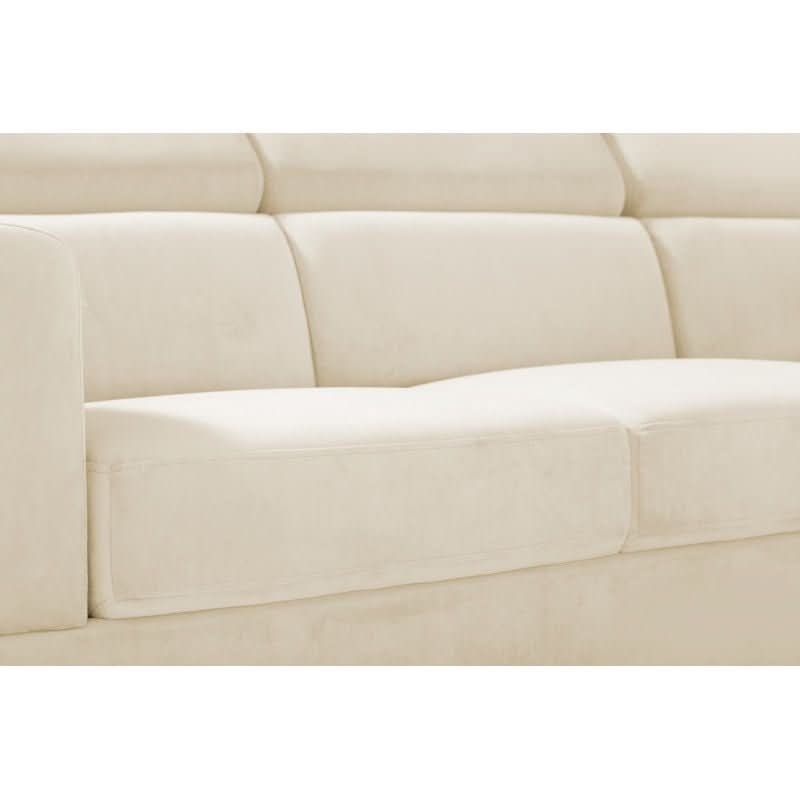  - Classic Cream Velvet Upholstered L Shaped Sectional Sofa Couch - hausgem