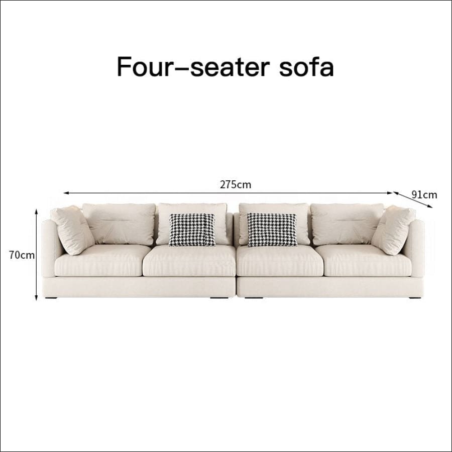 Cream Colored Curved Corner L-Shape Couch - 4 seater sofa -