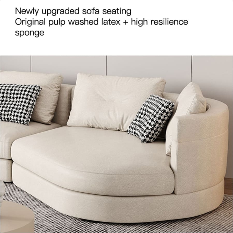 Cream Colored Curved Corner L-Shape Couch - hasugem - large couch - curved couch - united states - close up