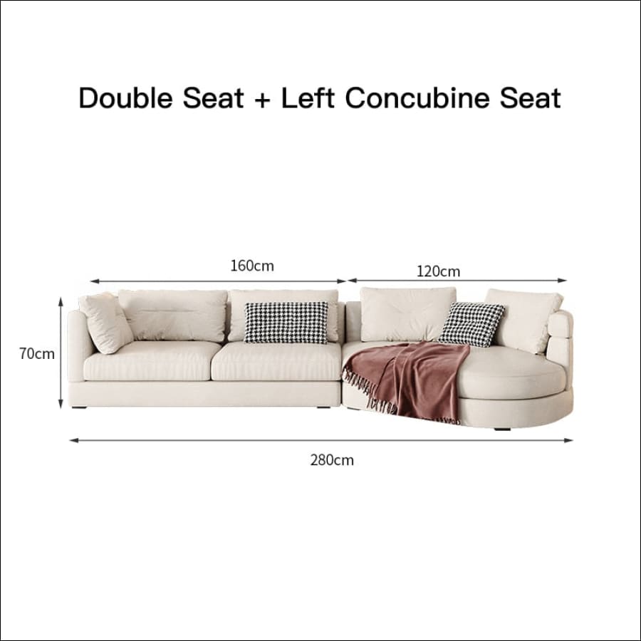 Cream Colored Curved Corner L-Shape Couch - hasugem - large couch - curved couch - united states - with loveseat - with measurement