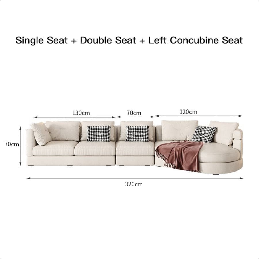 Cream Colored Curved Corner L-Shape Couch - hasugem - large couch - curved couch - united states - measurement in cm
